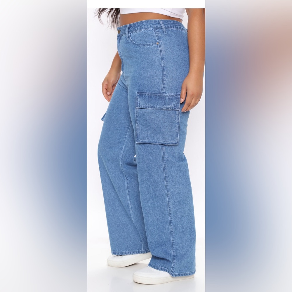 Half Pipe Non Stretch Cargo Skater Jeans- Medium Blue Wash